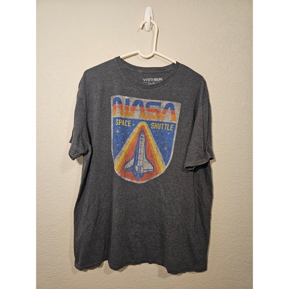 Fifth Sun Tops - Fifth Sun NASA Space Shuttle Graphic Shirt Charcoal Heather Grey XL Womens Indie
